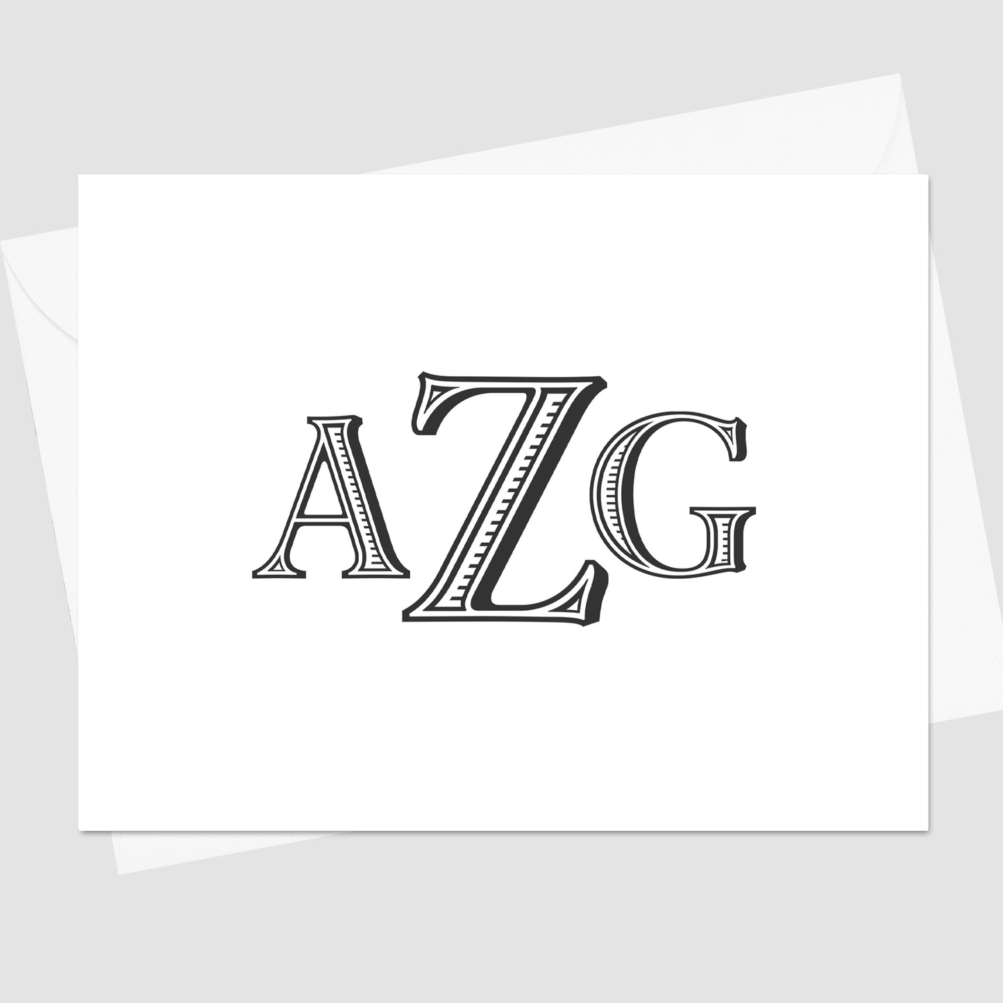 Preppy Monogram Folded Notecard