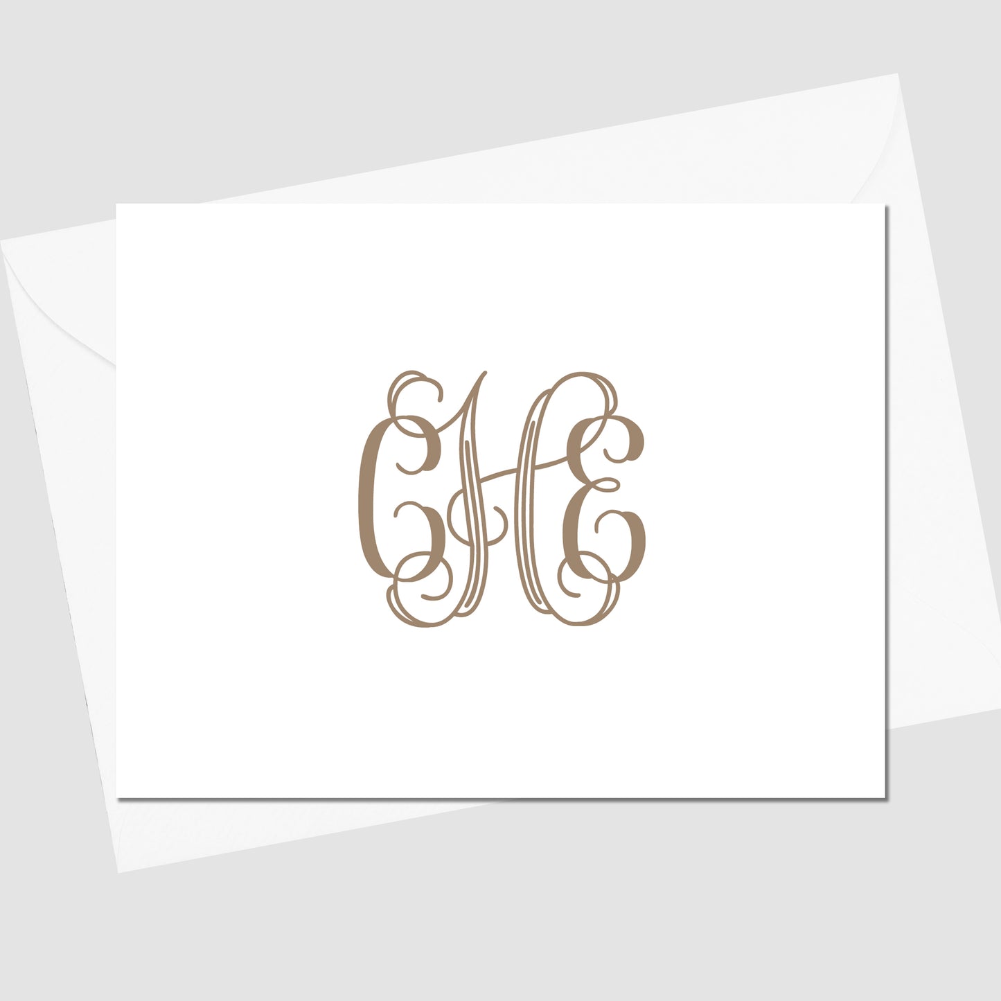 Inline Vine Monogram Folded Notecard