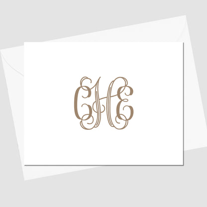 Inline Vine Monogram Folded Notecard