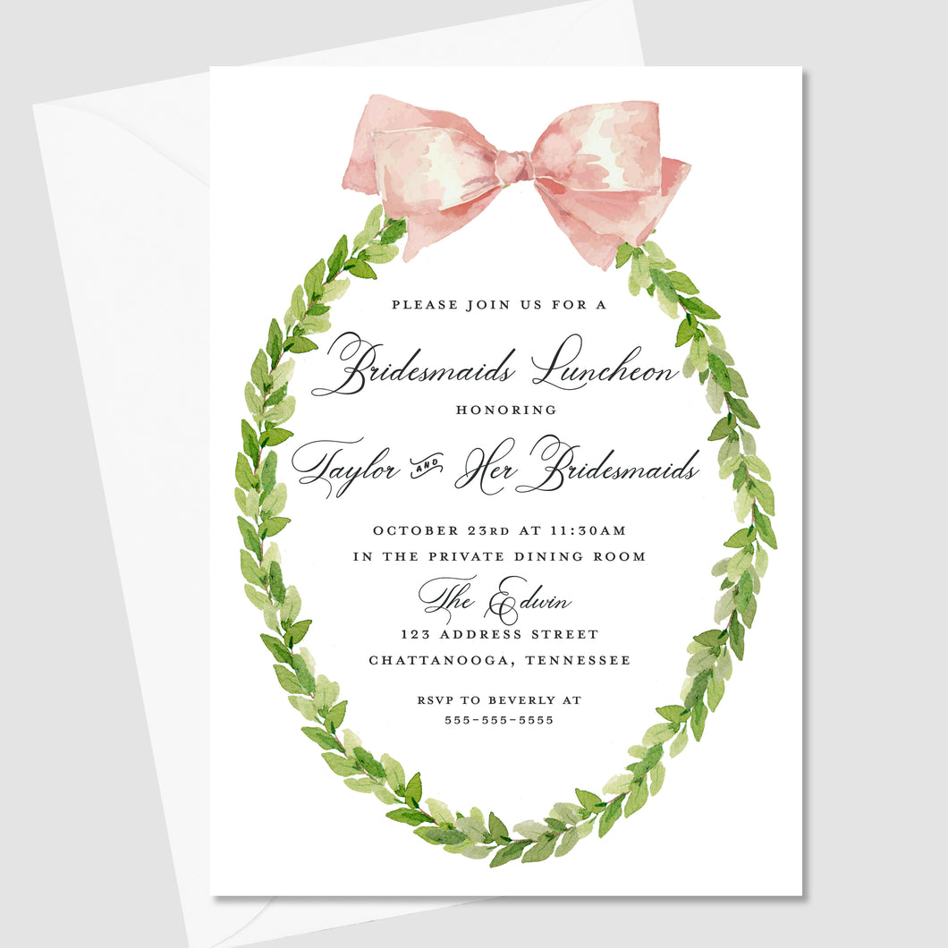 Pink Watercolor Wreath + Bow
