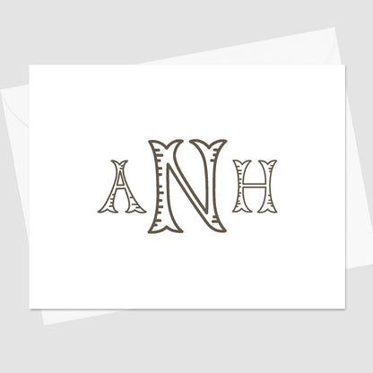 Ribbed Monogram Folded Notecard